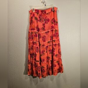 RAGA Floral Cotton Maxi Skirt Women Size Large New